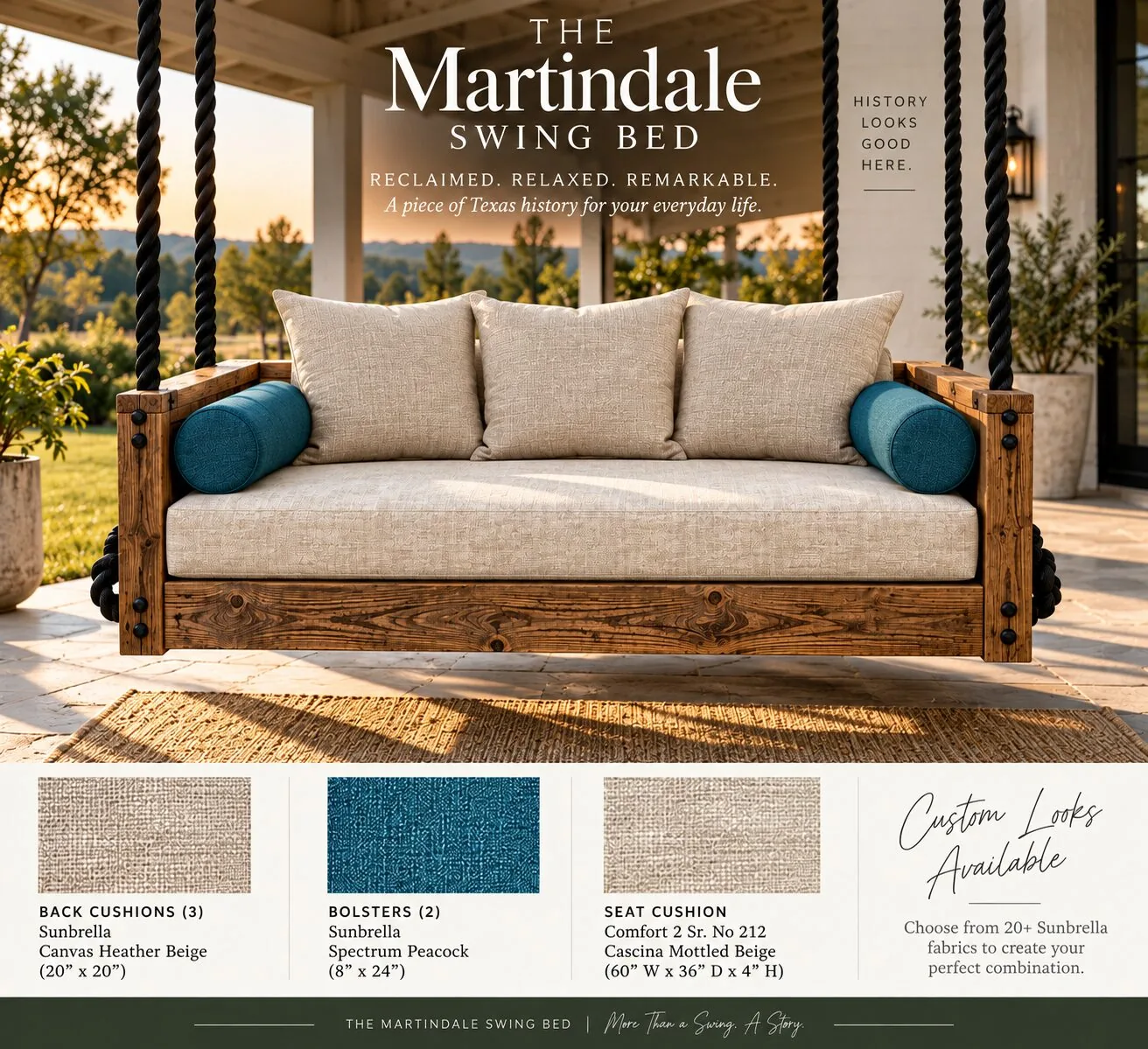 Martindale reclaimed wood swing bed